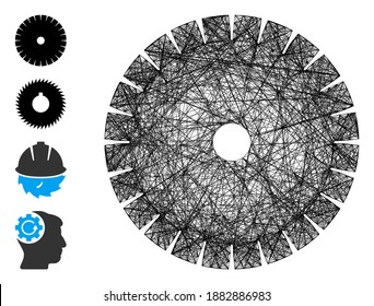 Vektor-Draht-Rahmensteinrundmesser Geometrisches Drahtflachnetz, erzeugt mit einem kreisförmigen Stein-Symbol, konstruiert mit Kreuzlinien. Es werden einige Bonussymbole hinzugefügt.