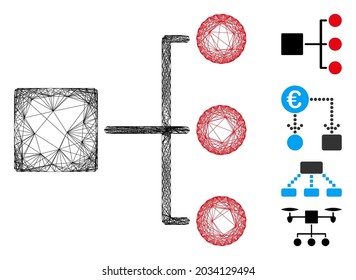 Vector wire frame structure diagram. Geometric wire carcass 2D net made from structure diagram icon, designed from intersected lines. Some bonus icons are added.