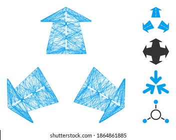 Vector wire frame three road directions. Geometric linear frame 2D network made from three road directions icon, designed from intersected lines. Some bonus icons are added.