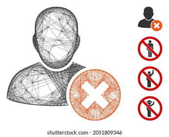 Vector wire frame user delete. Geometric linear frame 2D net made from user delete icon, designed from intersected lines. Some similar icons are added.
