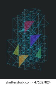 vector wire sphere shape with fragments,they are all the complete shape even the part being obscured.