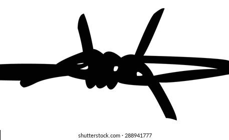 vector of wired fence with barbed wires on white background