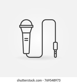 Vector wired microphone icon or sign in thin line style