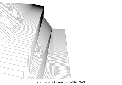Vector Wireframe Architectural Drawings – Modern Building Sketches