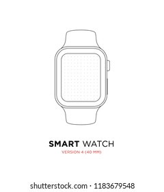 Vector Wireframe Display Template with Dotted Paper - App Mockup for 40mm Smartwatch similar to Apple Watch Series 4