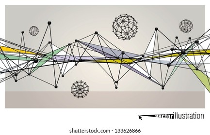 Vector wire-frame graphic elements