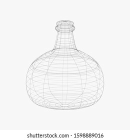 Vector wireframe illustration of antique Onion Bottle,