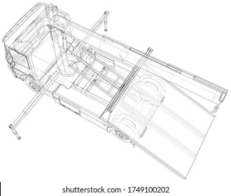 Vector Wire-frame line illustrations of tow trucks. EPS10 format. Vector created of 3d.