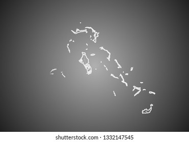 Vector wireframe mesh polygonal of bahamas map. Abstract global connection structure. Map connected with lines and dots. Geometric world concept.  digital data visualization, infographics.