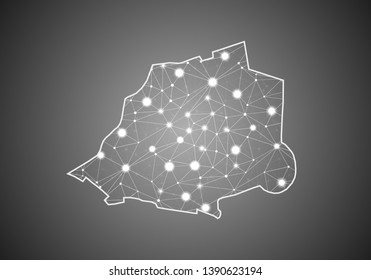 Vector wireframe mesh polygonal of vatican map. Abstract global connection structure. Map connected with lines and dots. Geometric world concept. digital data visualization, infographics.