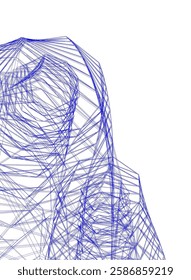 Vector Wireframe and Parametric Architecture – Futuristic Skyscraper and Grid Structure