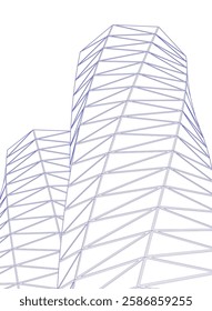 Vector Wireframe and Parametric Architecture – Futuristic Skyscraper and Grid Structure