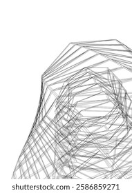 Vector Wireframe and Parametric Architecture – Futuristic Skyscraper and Grid Structure