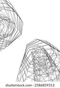 Vector Wireframe and Parametric Architecture – Futuristic Skyscraper and Grid Structure