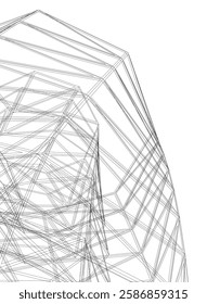 Vector Wireframe and Parametric Architecture – Futuristic Skyscraper and Grid Structure