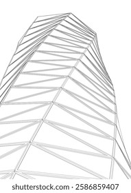 Vector Wireframe and Parametric Architecture – Futuristic Skyscraper and Grid Structure