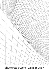 Vector Wireframe and Parametric Architecture – Futuristic Skyscrapers and Grid Structures