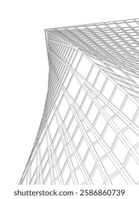 Vector Wireframe and Parametric Architecture – Futuristic Skyscrapers and Grid Structures