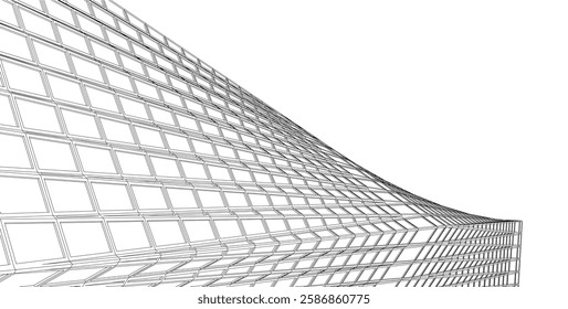 Vector Wireframe and Parametric Architecture – Futuristic Skyscrapers and Grid Structures