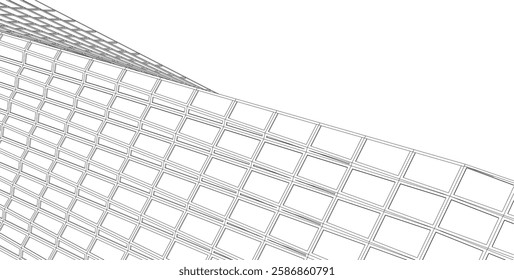 Vector Wireframe and Parametric Architecture – Futuristic Skyscrapers and Grid Structures