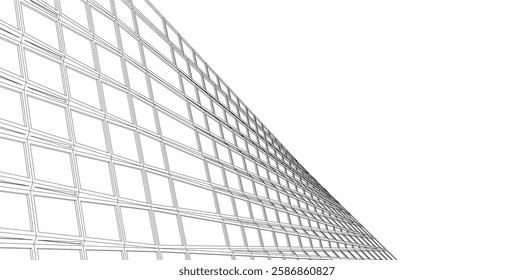 Vector Wireframe and Parametric Architecture – Futuristic Skyscrapers and Grid Structures