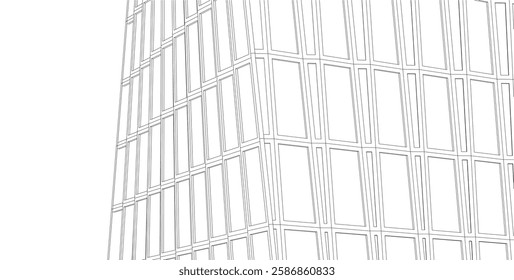 Vector Wireframe and Parametric Architecture – Futuristic Skyscrapers and Grid Structures