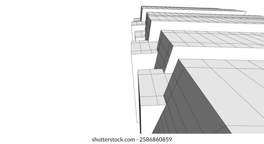 Vector Wireframe and Parametric Architecture – Futuristic Skyscrapers and Grid Structures