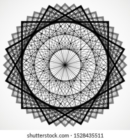 Vector wireframe polygonal element, geometric figure with connected lines and dots