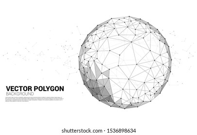 Vector Wireframe polygonal lines Connect dot Geometric sphere isolated on white background: Concept of Big Data, Connection, digital 