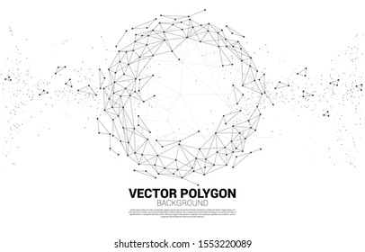 Vector Wireframe polygonal lines Connect dot Geometric sphere isolated on white background. Concept of Big Data and data transformation. 