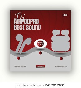 Vector wireless Headphone and AirPods design for social media post