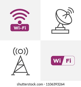 Vector wireless icons set. Free public wifi connection for a laptop or mobile device