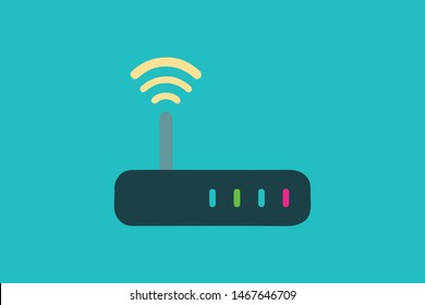 Vector Wireless Modem icon design element illustration on blue background