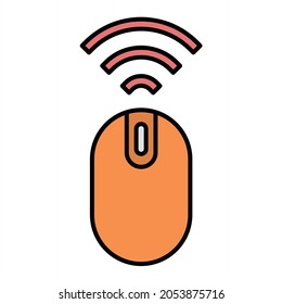  Vector Wireless Mouse Filled Outline Icon Design
