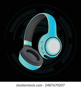 Vector Wireless over ear headphone ad. 3D Illustration of over ear headphones.