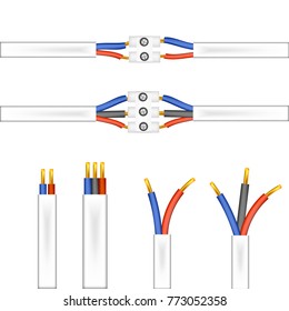 Vector wires and adapters, connector on white background
