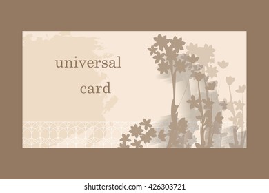 Vector wish card with flower pattern, can be used as an invitation, for wedding, Valentine day, birthday and other holidays. Spring or summer background.