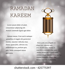 Vector wish card, Ramadan Kareem background.