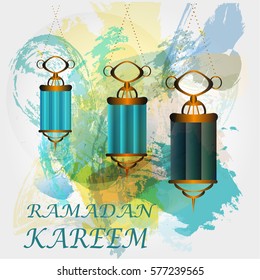 Vector wish card, Ramadan Kareem background