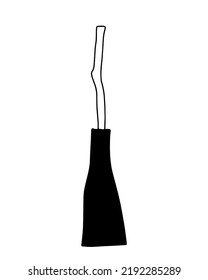 Vector witch broom doodle hand drawn illustration. Halloween witch broom isolated