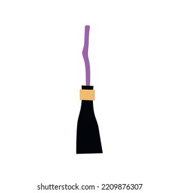 Vector witch broom illustration in cartoon style