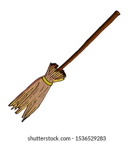 Vector Witch Broomstick Illustration Isolated On Stock Vector (Royalty ...