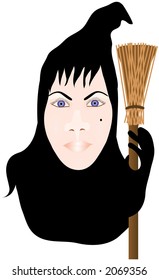 Vector witch halloween graphic.