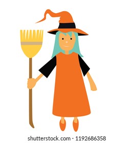 Vector witch Halloween witch with a hat colors graphic design witch illustration clip art ready for Halloween party Halloween witch EPS children book illustrations Halloween celebration trick or treat