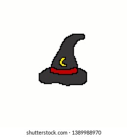vector Witch hat concept in pixel art
