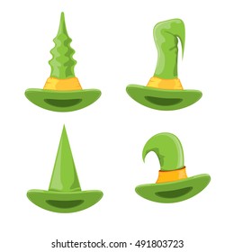 vector witch hat set. halloween hat collection