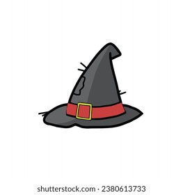 vector witch hat or wizard hat with white background for Halloween day. green colour
