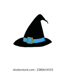 vector witch hat or wizard hat with white background for Halloween day. Black colour