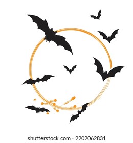 Vector witch moon, bat icon , sign symbol on white background. Flat design style.	