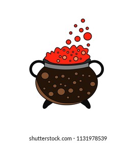 Vector witch pot with poison illustration. Icon